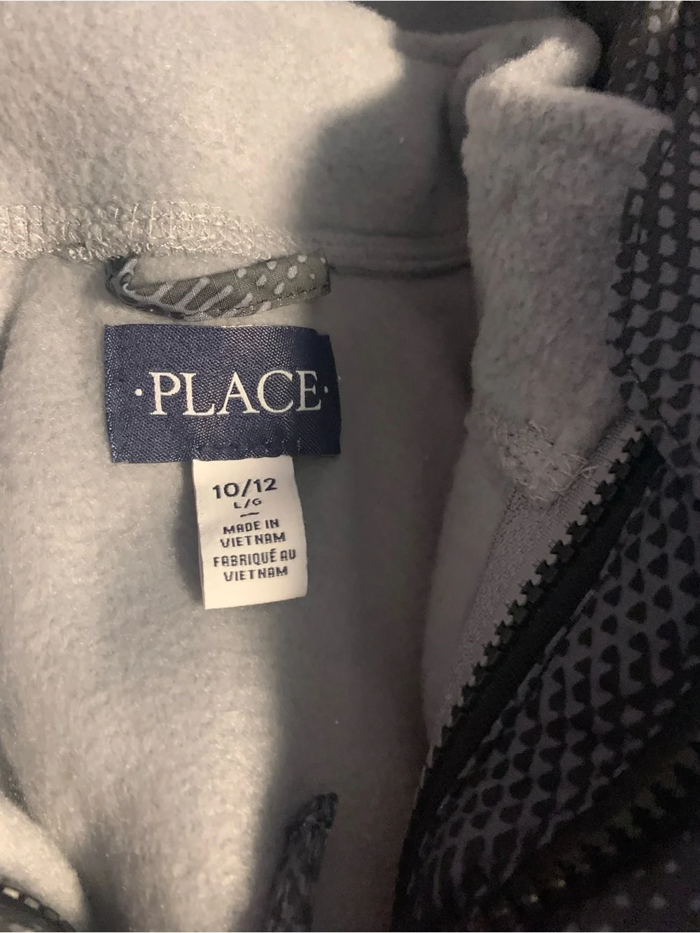 Children’s Place Boys' Black & Gray Hooded Puffer Jacket 10/12 L-G